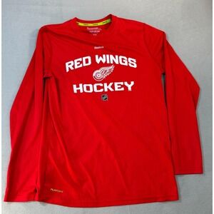 Detroit Red Wings Shirt Womens Size XL Center Ice Red NHL Hockey Play Dry Reebok